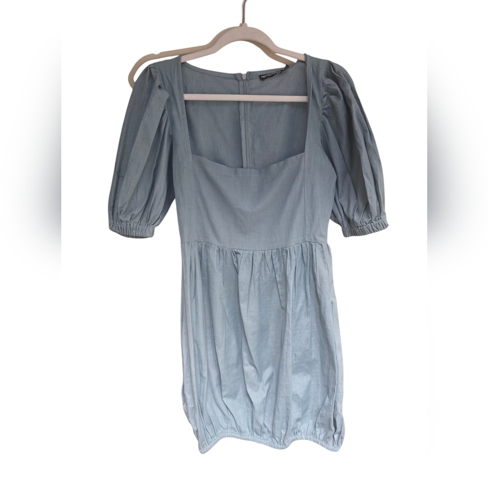 PrettyLittleThing Ice Blue Puff Sleeve Sundress